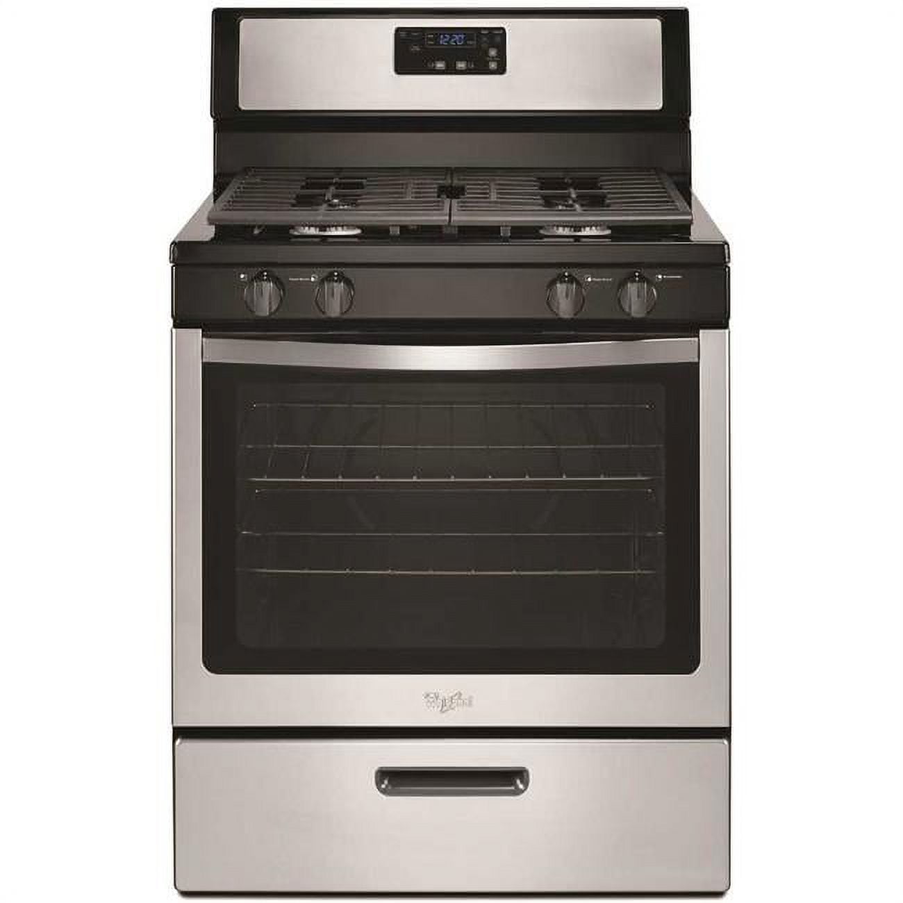 Whirlpool WFG320M0BS - Range - freestanding - width: 29.9 in - depth: 27.2 in - height: 46.1 in - black on stainless