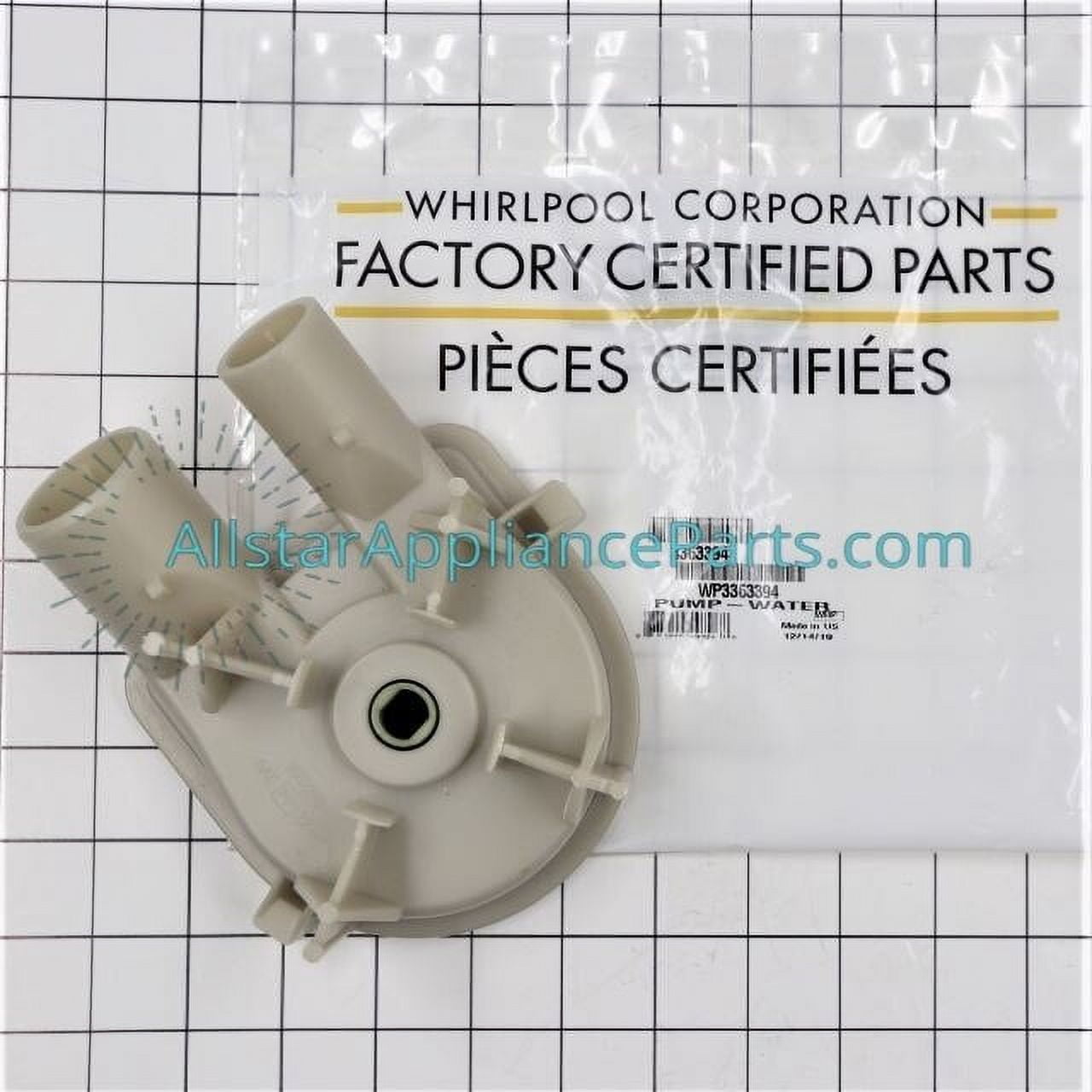 Whirlpool Genuine OEM Washer Drain Pump, Fits Part Numbers 