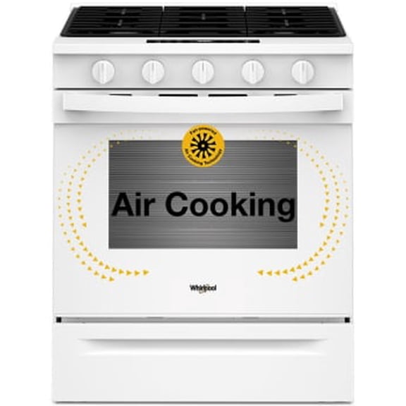 Whirlpool WSGS5030SWH 30-Inch Slide-In Gas Smart Range with Air Cooking Technology - 5.0 cu. ft.