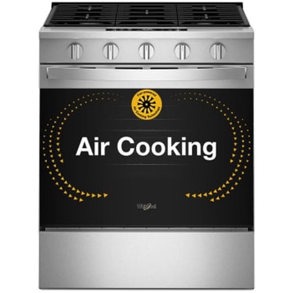 Whirlpool WSGS5030SZ 30-Inch Slide-In Gas Smart Range with Air Cooking Technology, 5.0 Cu. Ft., Stainless Steel