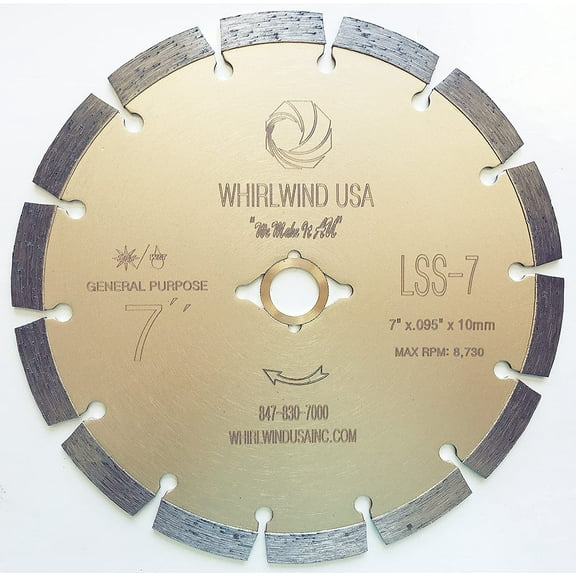 Whirlwind USA LSS 7 Inch Diamond Dry or Wet Cutting Saw Blade (7")