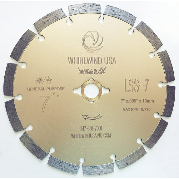 Whirlwind USA LSS 7 Inch Diamond Dry or Wet Cutting Saw Blade (7")