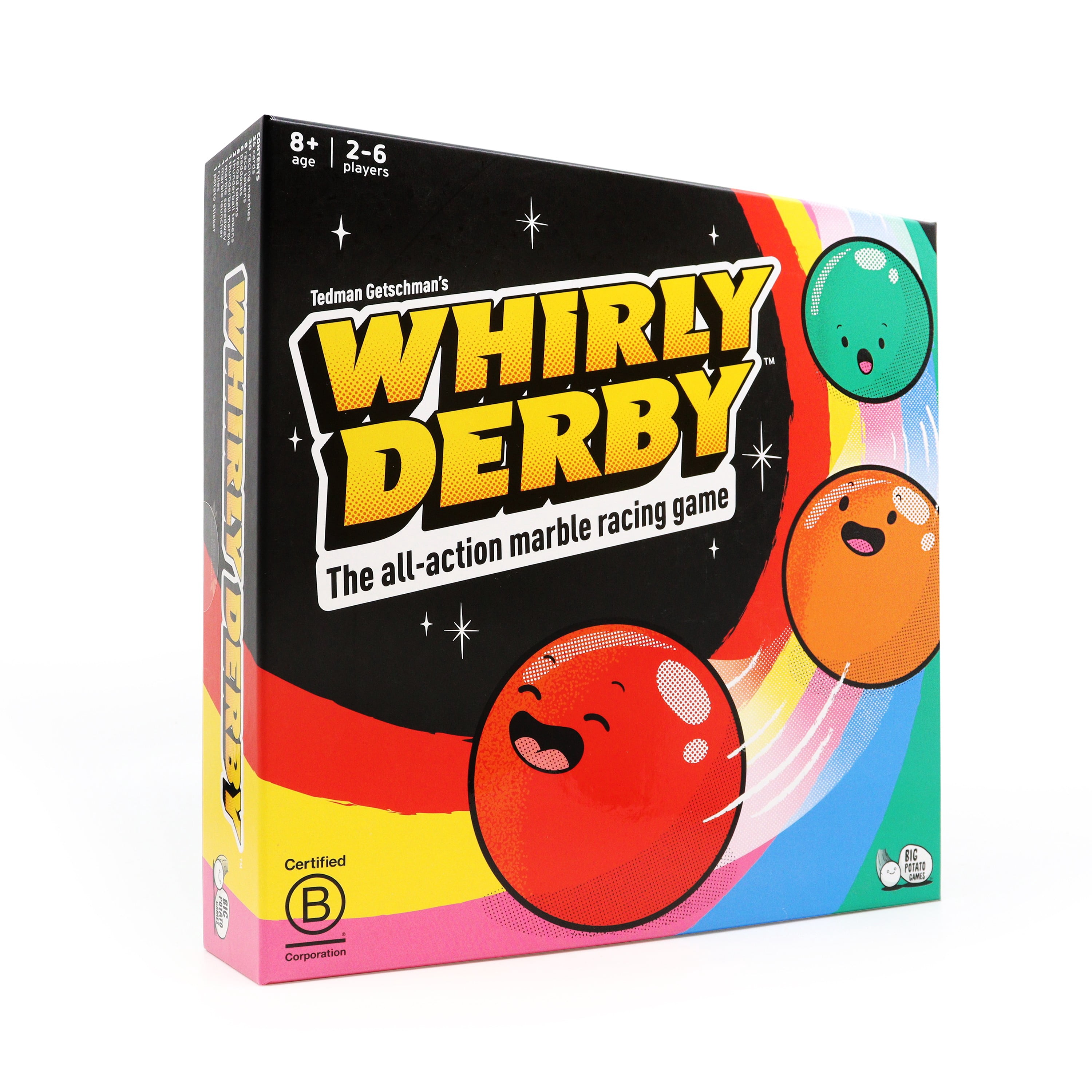 Big Potato Games Whirly Derby: Spinning Marble Racing Game – 2 to 6 Players, Ages 8+