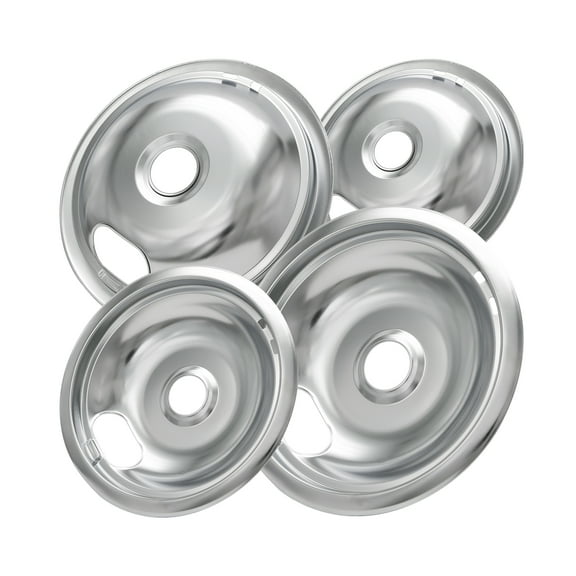 Whirpool Drip Pans, Thickening to Prevent Bending and Rust-Includes a Set of 4 Black Stove Drip Pans, Chrome(2*6+2*8)