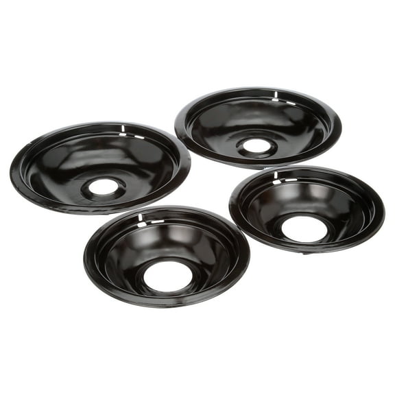 Whirpool Drip Pans, Thickening to Prevent Bending and Rust-Includes a Set of 4 Black Stove Drip Pans, Enamel(2*6 2*8)