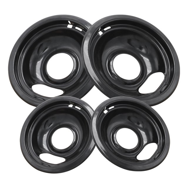Whirpool Drip Pans, Thickening to Prevent Bending and RustIncludes a Set of 4 Black Stove Drip