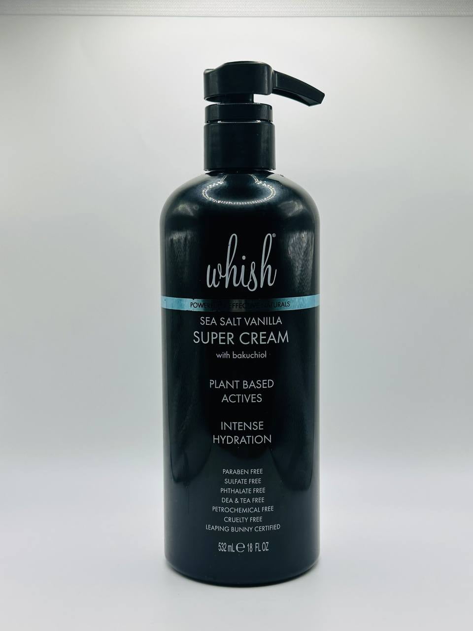 Whish Sea Salt Vanilla Super Cream with Bakuchiol 18 oz | Plant-Based Retinol Alternative | Intense Hydration for Face & Body | Clean Beauty Moisturizer