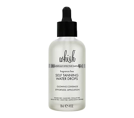 Whish Self-Tanning Water Drops 4 oz | Customizable Bronze Face & Body Self Tanner Drops