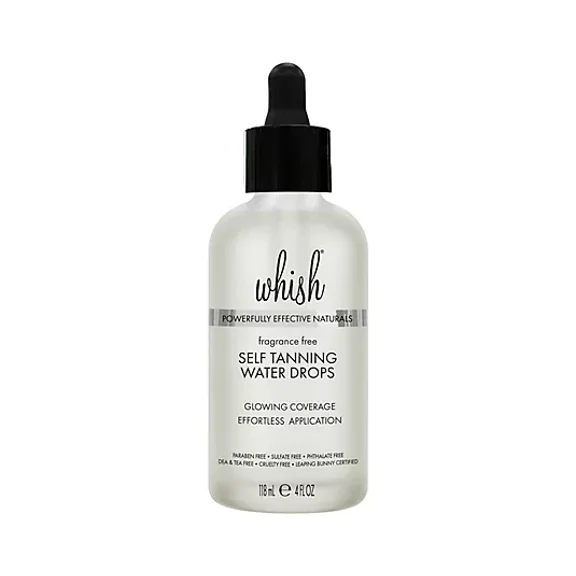 Whish Self-Tanning Water Drops 4 oz | Customizable Bronze Face & Body Self Tanner Drops