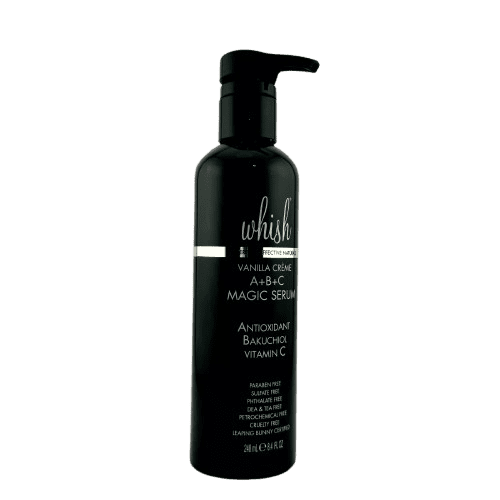 Whish Vanilla Crème A+B+C Magic Serum 8.4 oz | Antioxidant-Rich Body Serum with Bakuchiol & Vitamins C+E | Hydrates, Firms & Brightens Skin