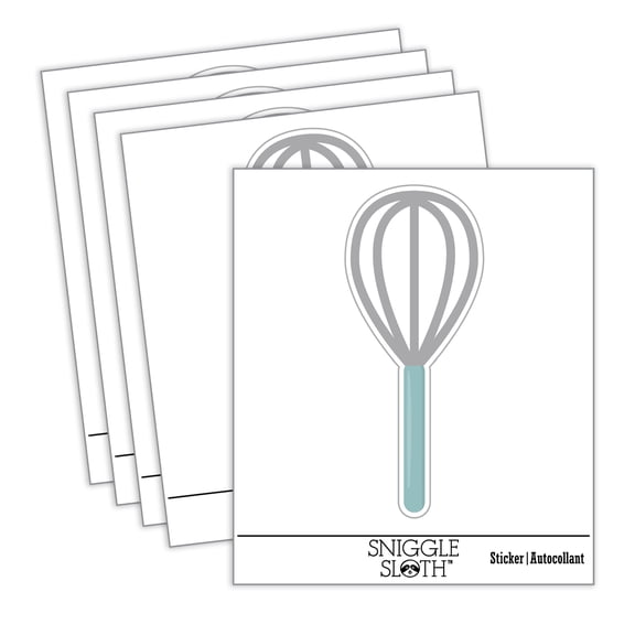 Whisk French Whip Cooking Baking Car Window Bumper Water Bottle Phone Tablet Laptop Waterproof Vinyl Decal Sticker Set 5-Pack - Gloss Finish - 2.0"