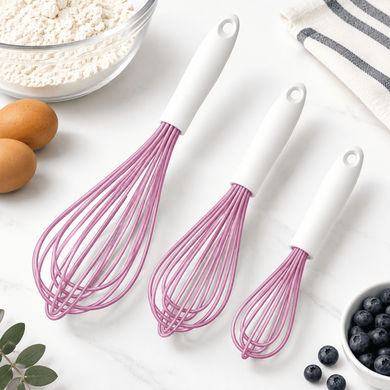 Whisk Silicone Whisks For Cooking & Baking Non Scratch Rubber Coated ...
