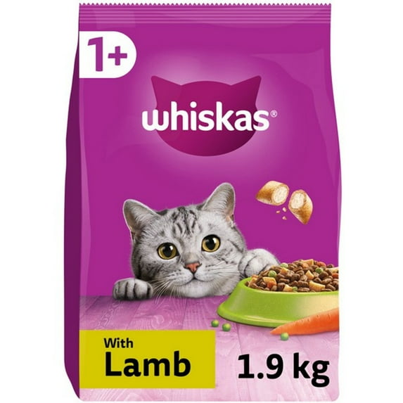 Whiskas 1+ Cat Complete Dry with Lamb Cat Food 1.9kg 1 Case
