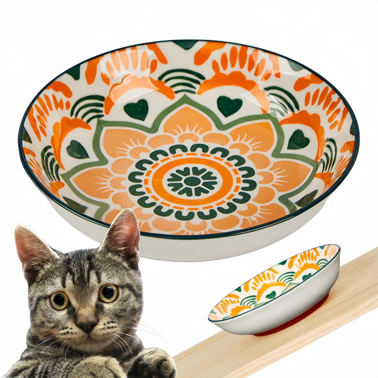 Kitten Wet Food Ruby Road Anti Whisker Fatigue Cat Bowl, Set Of