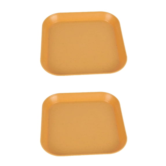 Whisker Fatigue Relief Cat Bowl 6 inch Shallow Cat Food Dish Wet Feeding Bowl Wide and Small Pet Plate for Kitten and Short Legged Kitten Wheat Straw Square (2Pcs, Yellow)