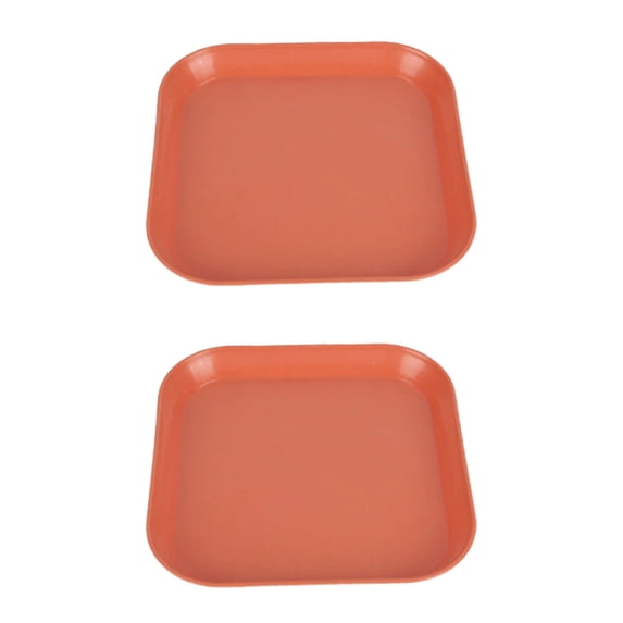 Whisker Fatigue Relief Cat Bowl 6 inch Shallow Cat Food Dish Wet Feeding Bowl Wide and Small Pet Plate for Kitten and Short Legged Kitten Wheat Straw Square (2Pcs, Red)