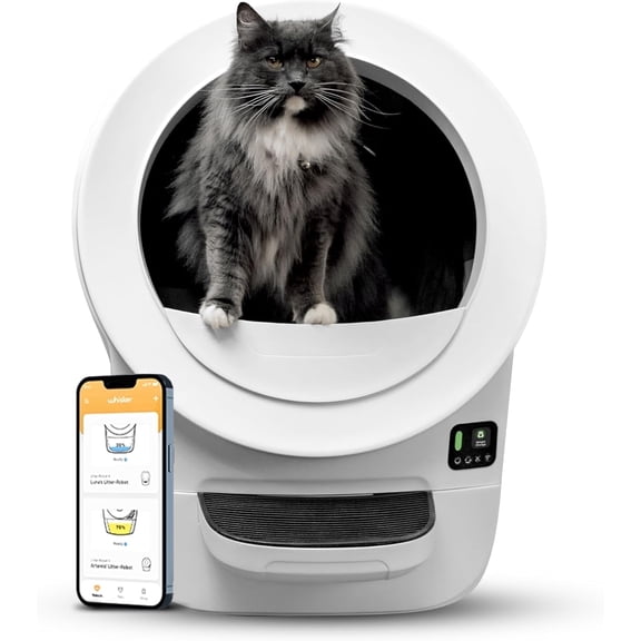 Whisker Litter-Robot EVO, White ā Compact, Automatic Self-Cleaning Cat Litter Box, Advanced Odor Control