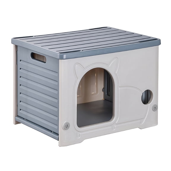 Whisker Wonders Contemporary Plastic Cat House - Pre-Assembled Indoor/Outdoor Pet Nest, All-Season Cozy Shelter for Small Cats & Dogs