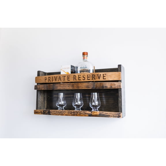 Whiskey Bar Shelf handcrafted from Reclaimed Whiskey Barrels, 22"x4"x12"