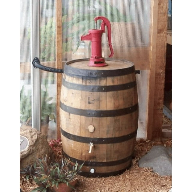 Whiskey Barrel Rain Barrel c/Red Pitcher PumpFlexFit Water Diverter