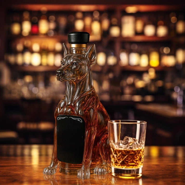 Whiskey Bottle Doberman 10oz Novelty Glass Decanter Creativity