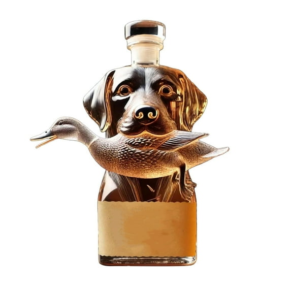 Whiskey Bottle - Handmade Glass Pourer, Hand-Blown Borosilicate Spirit Bottle, Artisan Whisky Decanter, Collectible Desktop Bar Decor, Premium Gift for Men