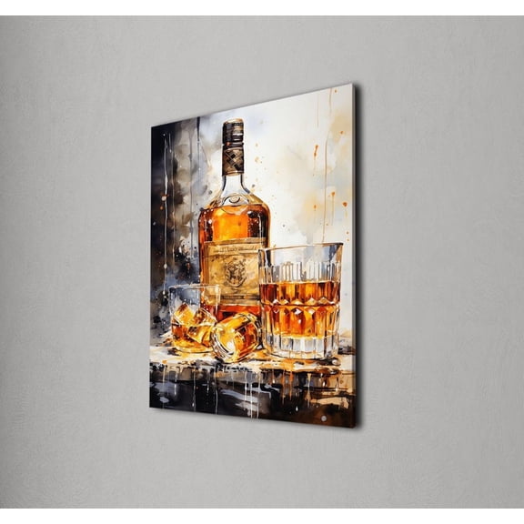 Whiskey Bottle Wall Art, Classic Bar Decor Print, Bourbon, Whiskey Kitchen Wall Decor, Housewarming Gift #2025, Unframed Canvas Size 12x18