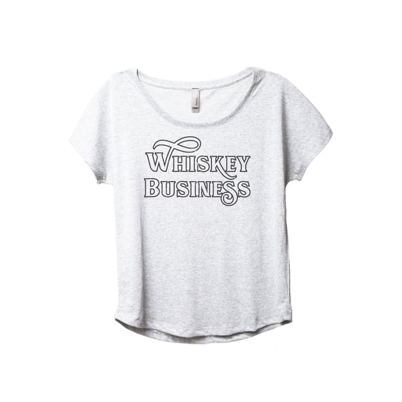 Whiskey Business Women's Fashion Slouchy Dolman T-Shirt Tee Heather White Large
