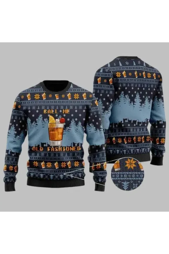 Whiskey Call Me Old Fashioned 3D Christmas Sweater
