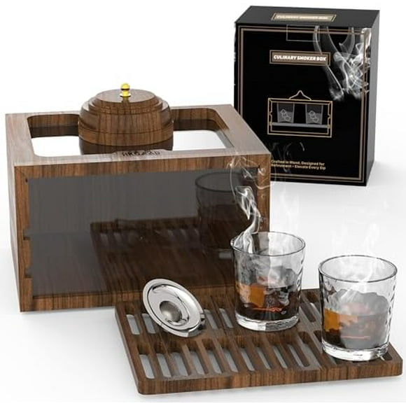 Whiskey Cocktail Smoker KitOld Fashioned Smoker kit for Beverages Bourbon Cheese & Smoked Food,Bar Accessories Smoking Men Gifts