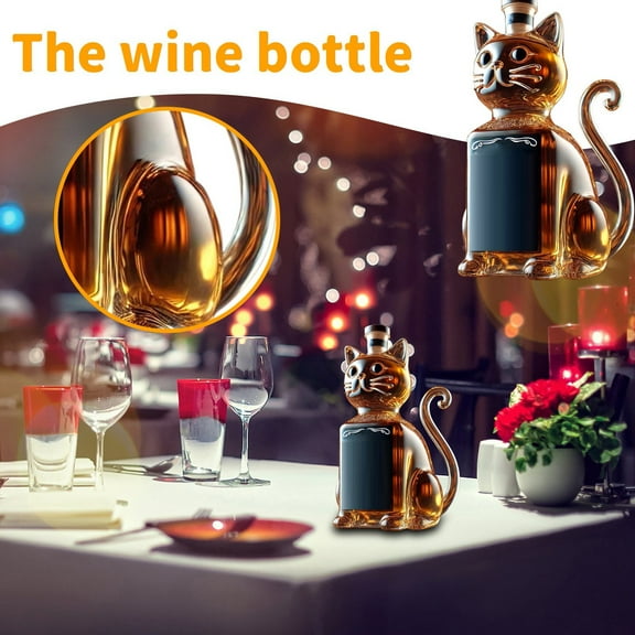 Whiskey Decanter, Cat - Shaped Glass Liquor Bottle With Airtight Stopper, For Whiskey Lovers, Home Bar Decor, Gifting, Daily Use, Party Hosting