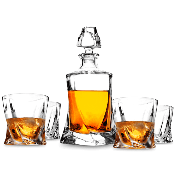 Whiskey Decanter & Glasses Set, Liquor Bourbon Decanter, Unique Gift for Birthday Housewarming