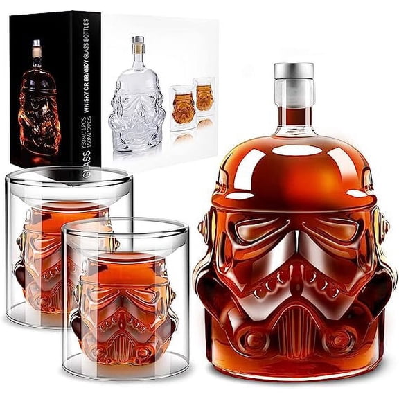 Whiskey Decanter Set Transparent Creative with 2 150ml Glasses, Whiskey Carafe for Brandy,Scotch,Vodka,Gifts for Dad,Husband,Boyfriend