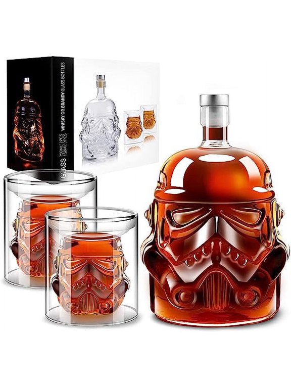 Whiskey Decanter Set Transparent Creative with 2 150ml Glasses, Whiskey Carafe for Brandy,Scotch,Vodka,Gifts for Dad,Husband,Boyfriend