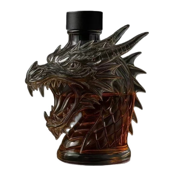 Whiskey Decanter,Spitfire Dragon bottle,innovative wine container,elegant glass design,handmade beverage container for family gatherings or parties.
