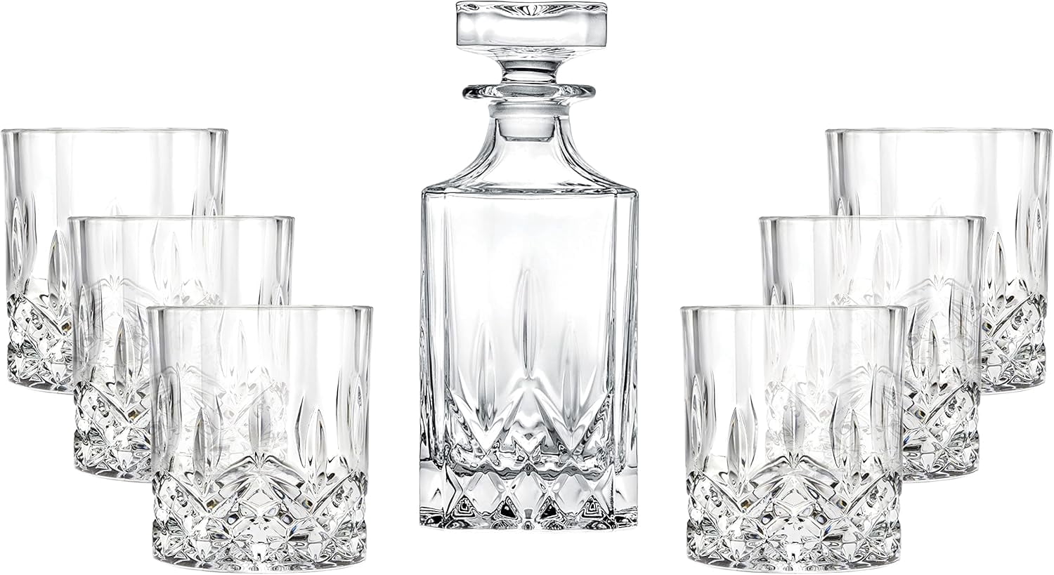Glass - Whiskey Decanter - Square -For Whiskey, Liquor, Scotch, Vodka, Bourbon - Or For Wine - Decanter With Stopper - Cut Designed - 25 Oz. - 8.75" Height - By Barski - Made In Europe Clear - View #9