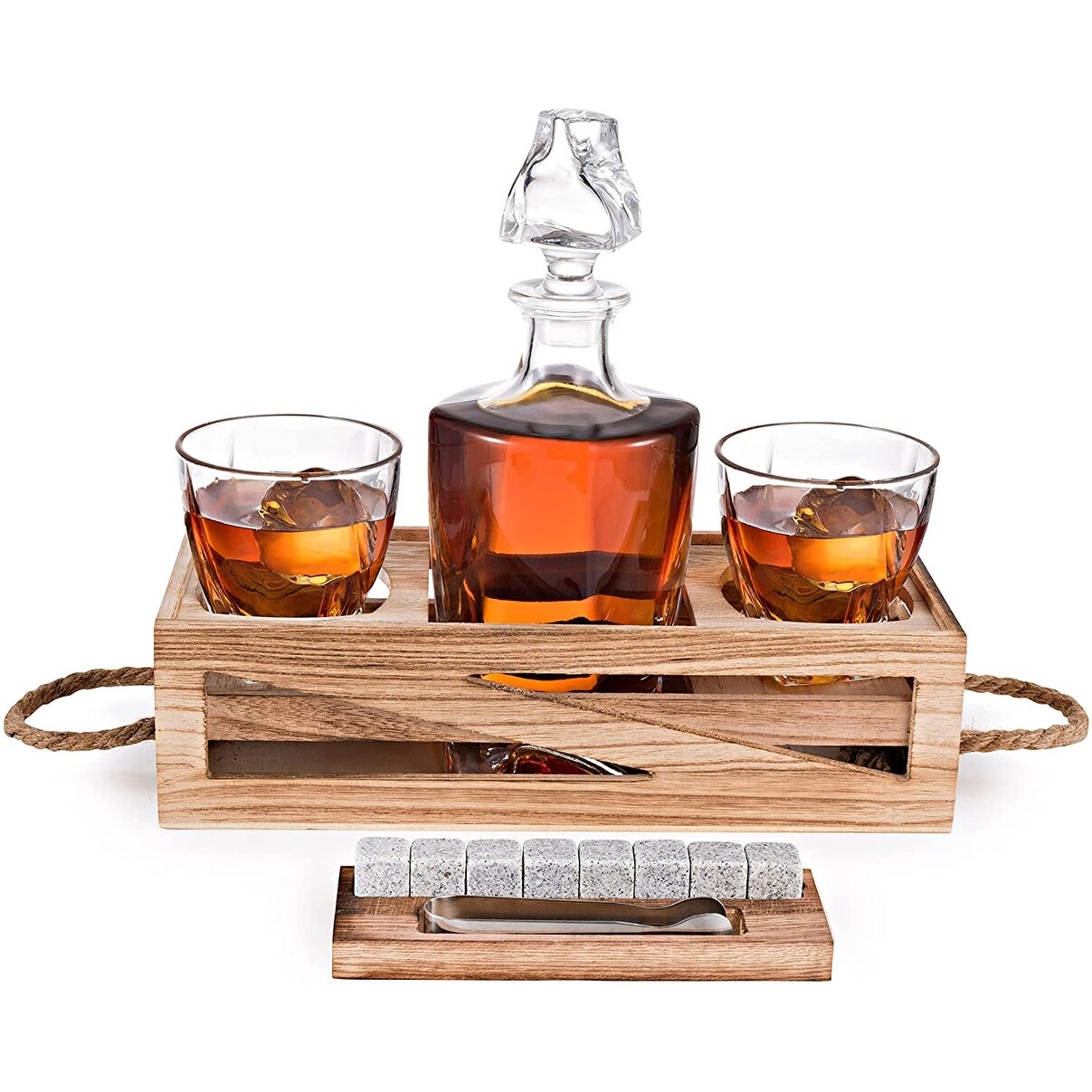 VKDONE Premium Old Fashioned Glasses With Cigar Rest - Bourbon Whiskey Glass Set Gift For Men, Includes 6 Whiskey Stones & Cutter - View #9