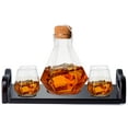 thumbnail image 1 of Whiskey Diamond Decanter Glass Set - 4 Diamond Glasses & Mahogany Wooden Base Tray - Gift Packaging - Elegant Glass Whiskey Dispenser For Liquor, Scotch, Rum, Bourbon, Vodka, Tequila, Wine - Bezrat, 1 of 7