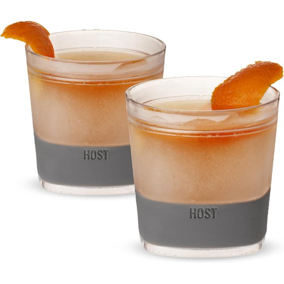 Whiskey Freeze Glsses, Double Old Fshioned Chill Without Dilution for Brndy, Vodk, Gin, Rum, nd Cold Brew Cocktils, Bourbon Gifts Men, Home Br, 9 oz, Set of 2, Grey