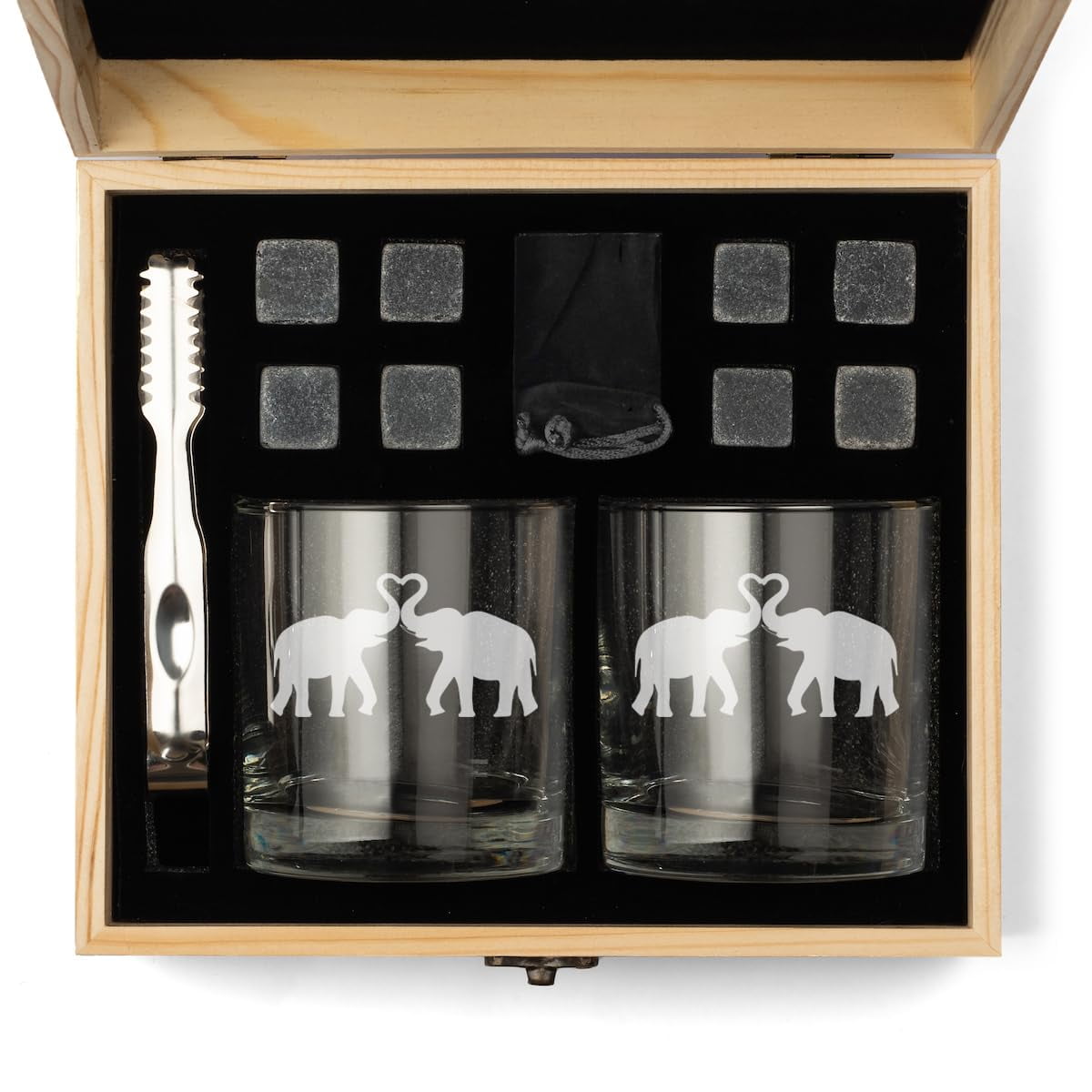 Whiskey Glass Gift Box Set with Whiskey Stones and 2 Rocks Glasses