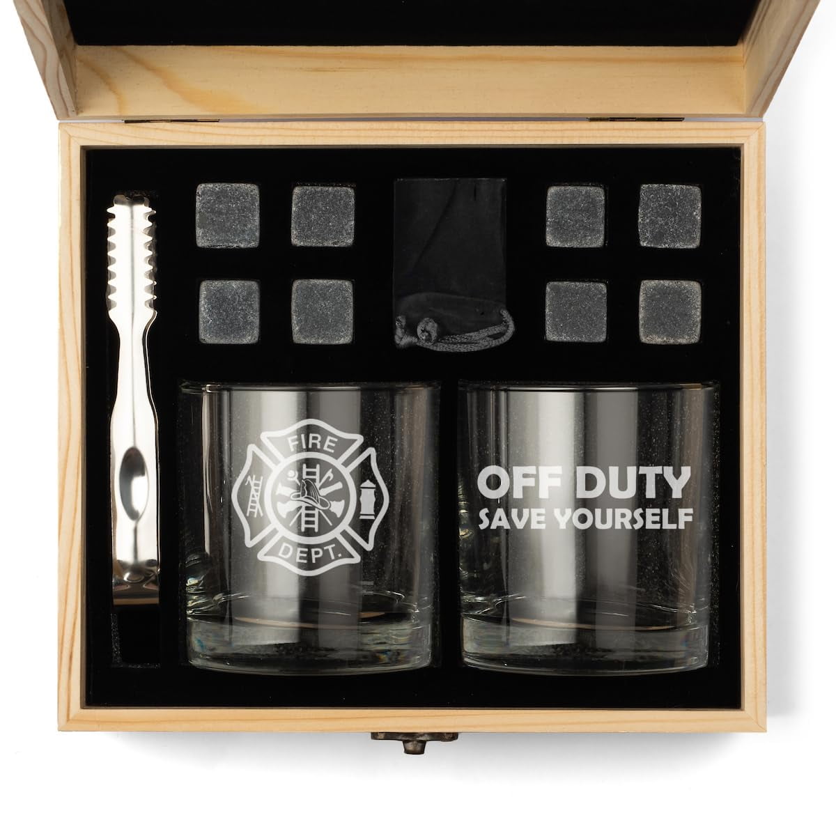 Whiskey Glass Gift Box Set with Whiskey Stones and 2 Rocks Glasses Fire ...
