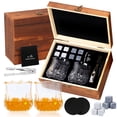 thumbnail image 1 of Fkszll Whiskey Stones Gift Set, Whiskey Glass Set Gifts for Men,2 Cup Mat, 8 Granite Chilling Whisky Rocks - Best Gifts for Men Dad Husband Boyfriend Birthday Present, 1 of 9
