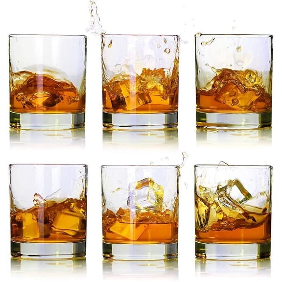 Whiskey Glasses - Premium 11 oz Scotch Glasses 6 Set/Vintage Whiskey Glasses/Perfect Scotch Bourbon Whisky Bulble/Bourbon Style Glasses/Rum Glasses/Bar Whiskey Glasses, Transparent