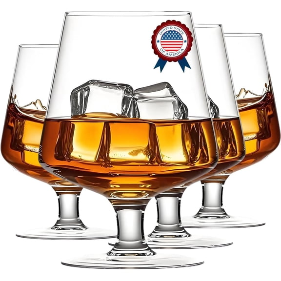Whiskey Glasses Set of 4, 15.2 Oz - Bourbon Glass - Old Fashioned Glass, Classic Glasses for Scotch, Cognac, Bourbon, Brandy, Cocktails and Liquor - Clear Crystal Wine Glasses for Men Gifts