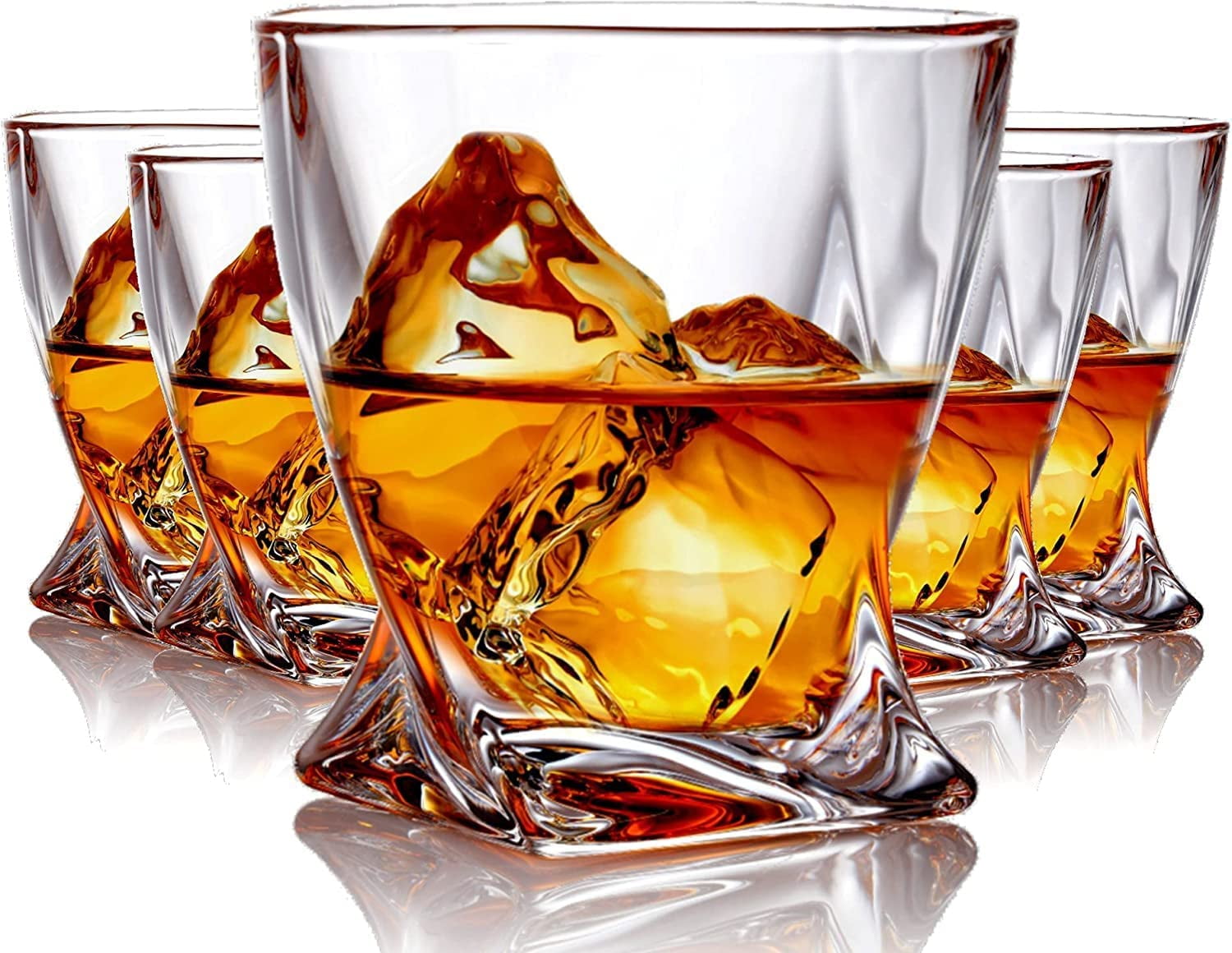 Whiskey Glasses set of 6 Crystal Old Fashioned Rock Glass Bourbon and