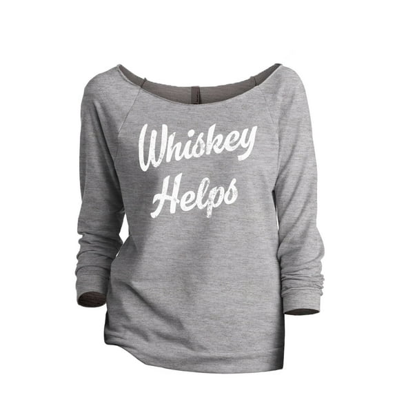 Whiskey Helps Women's Fashion Slouchy 3/4 Sleeves Raglan Sweatshirt Sport Grey Small