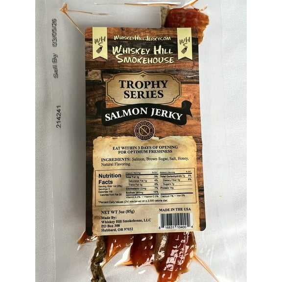 Whiskey Hill Smokehouse - Trophy Series - SALMON JERKY - Gluten Free (3oz)