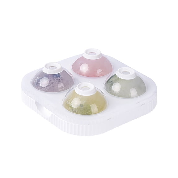 Whiskey Ice Ball Maker with Lid and Bin,2.56" Round Ice Cube Trays for Freezer, Large Sphere Whisky Ices Cubes Tray Circle with Bucket&Tong, Cocktail Bourbon Brandy Scotch(4 Balls)