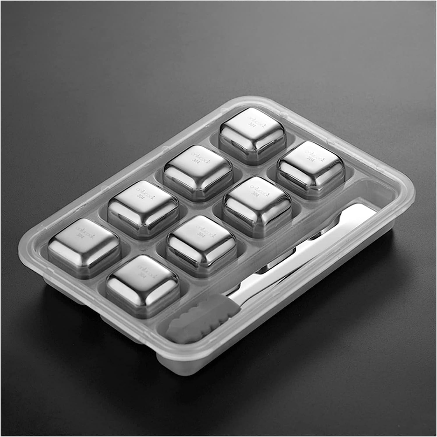 Whiskey Ice Cubes Stainless Steel Ice Cubes for Drinks Chilling Set of