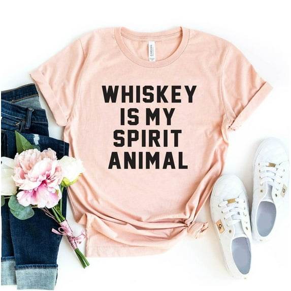 Whiskey Is My Spirit Animal T-shirt Weekend Gift Alcoholic Top Party Shirts Drunk Shirt Beer Lover Tshirt Women's Drinking Tee